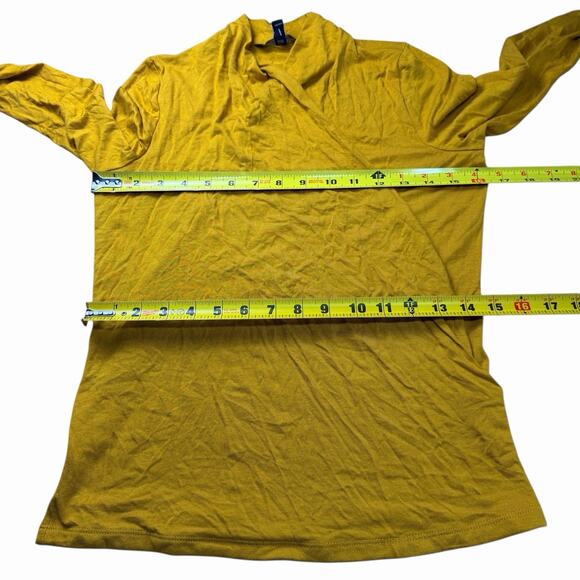 Banana Republic Petite Threadsoft Wrap Top L/S Chase Yellow 664099 Career M NWT - Picture 6 of 10